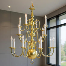 Load image into Gallery viewer, 33'' Multi Light Dimmable Chandelier With Shades - Brass
