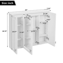 Load image into Gallery viewer, Wall Mounted Mirror Cabinet With 5 Adjustable Shelves, Rectangular Storage For Bathroom - White
