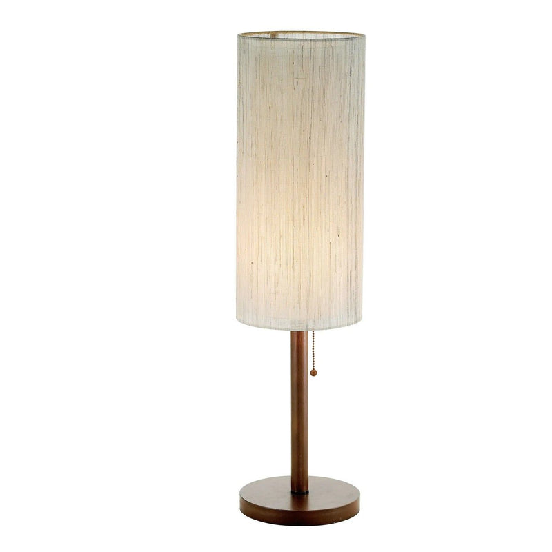 Solid Wood Standard Table Lamp With Beige Shade - Walnut
