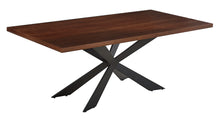 Load image into Gallery viewer, 81" Wood And Metal Cross Leg Base Dining Table - Brown
