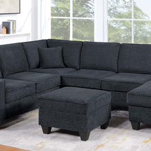 Load image into Gallery viewer, 5 Piece Sectional Set With USB Port Left Arm Loveseat Chaise Right Arm Loveseat Corner Wedge Armless Chair Ottoman Upholstered - Black / Slate
