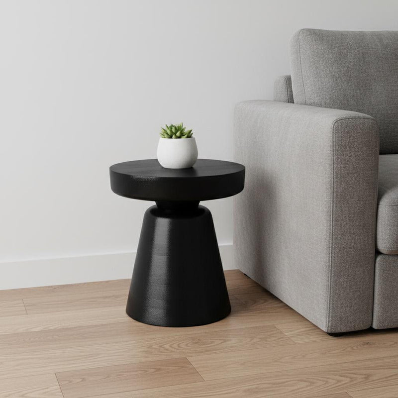 18" Wood Round End Table - Black