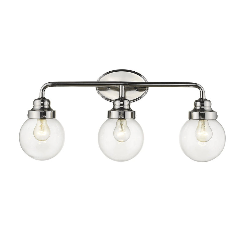 Metal And Glass Vanity Flush Mounted Sconce (398703) - Silver And Clear