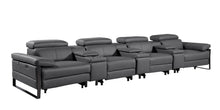Load image into Gallery viewer, Top Grain Leather Reclining Metal USB Sofa (720348) - Dark Gray
