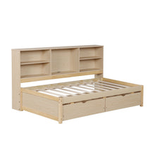 Load image into Gallery viewer, Bed Frame With Side Bookshelves, 2 Drawers, And Built In USB Port
