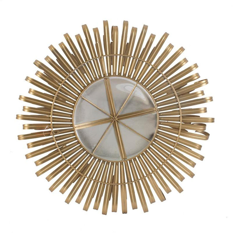 27" Sunburst Iron Framed Accent Mirror - Gold