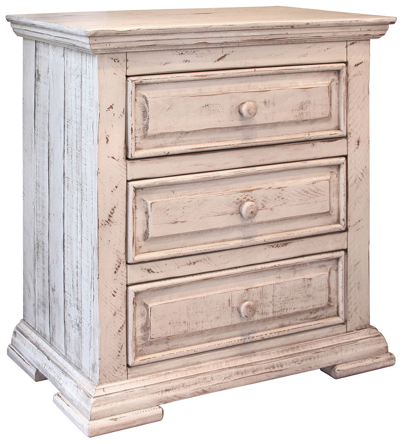 32" Three Drawer Nightstand - White