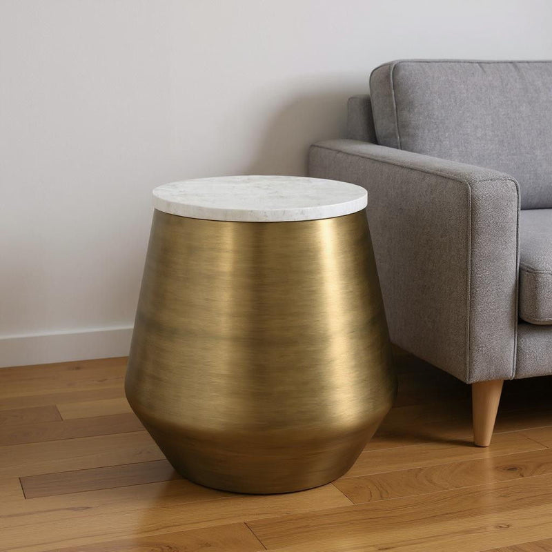 Iron Round End Table - Antiqued Brass