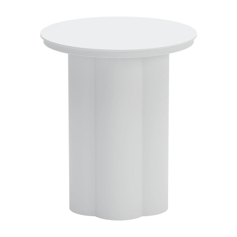 19" Aluminum Round Pedestal End Table - White