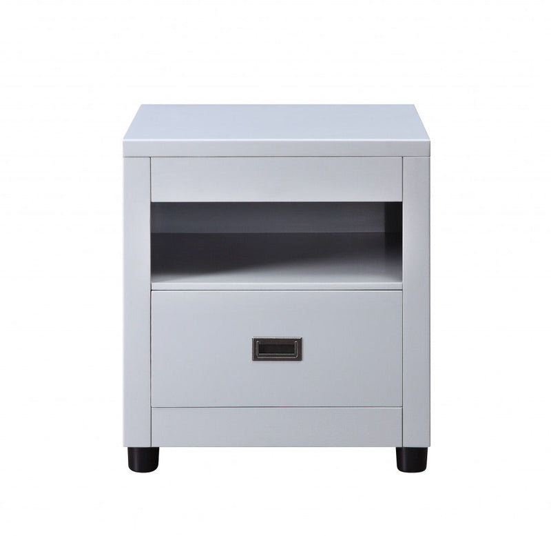 Square End Table With Drawer And Shelf - Dove Gray