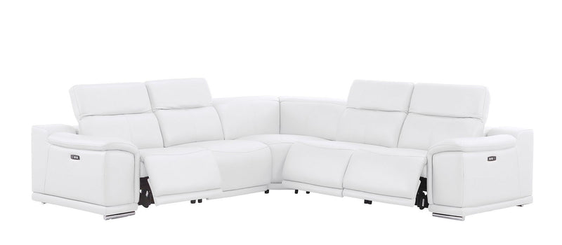Leather Modular L Shaped Five Piece Corner Sectional - White