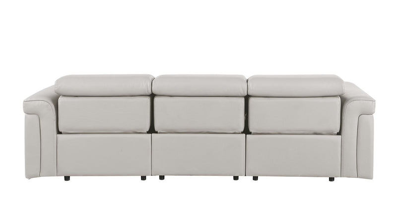 Top Grain Leather Reclining Metal USB Sofa (720431) - Light Gray