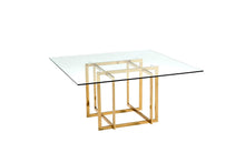 Load image into Gallery viewer, 59" Glass And Metal Pedestal Base Square Dining Table - Clear
