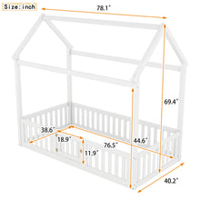 Load image into Gallery viewer, Wood House Bed With Fence And Door

