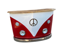 Load image into Gallery viewer, Metal And Wood Peace Van Bar Server - Red And White
