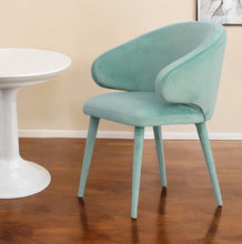 Load image into Gallery viewer, Upholstered Velvet Wing Back Dining Arm Chair - Aqua
