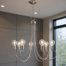 Load image into Gallery viewer, 28" Seven Light Dimmable Chandelier With Shades - Nickel
