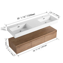 Load image into Gallery viewer, Contemporary Wall Mounted Bathroom Vanity With Dual Resin Sink And Soft Close Drawer
