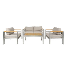 Load image into Gallery viewer, Cora - Outdoor Patio Aluminum 4 Pieces Chat Set - Beige / Natural / Silver
