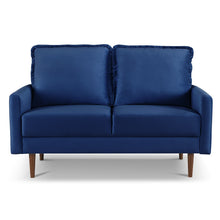 Load image into Gallery viewer, Loveseat Velvet - Blue / Dark Brown
