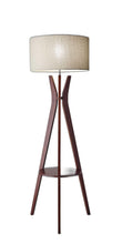 Load image into Gallery viewer, 60" Solid Wood Tripod Floor Lamp With Drum Shade - Brown / White
