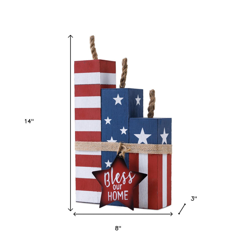 Bless Our Home Tabletop Sign - Red / White / Blue