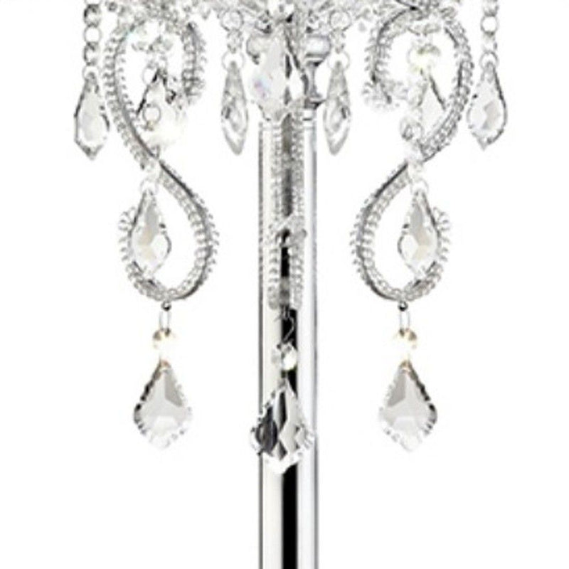 Glam Faux Crystal Accent Table Lamp With See Thru Shade - Silver