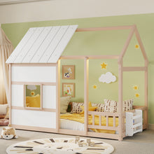 Load image into Gallery viewer, House Floor Bed With 7 Color LED Light, Built In Bookshelf
