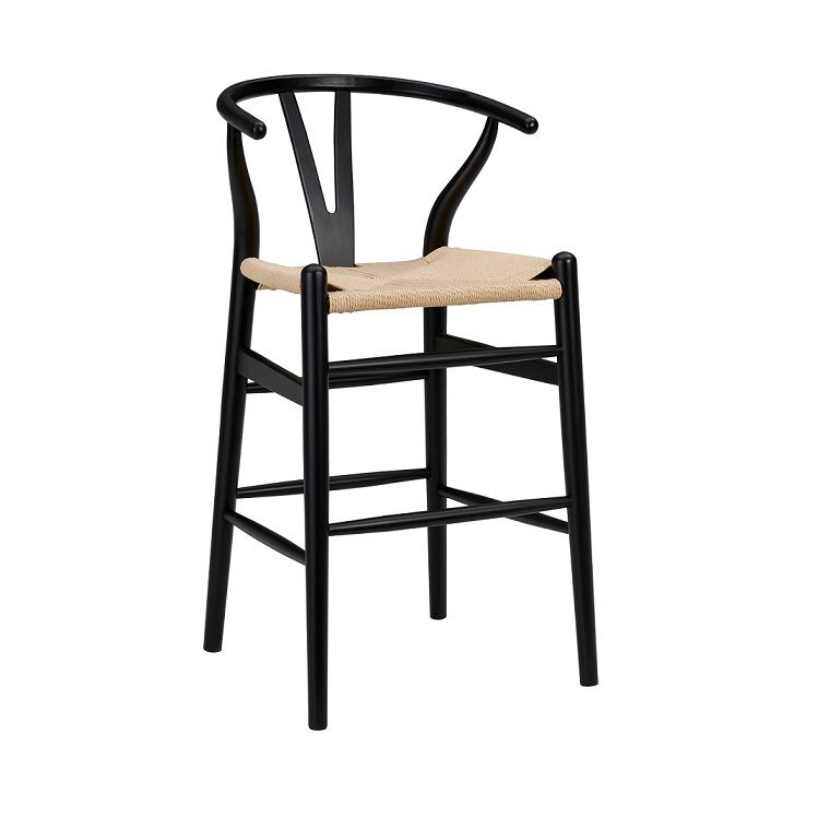 Solid Wood Counter Height Bar Chair - Natural And Black