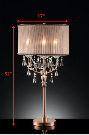 Gold Faux Crystal Accent Table Lamp - Clear And Rose