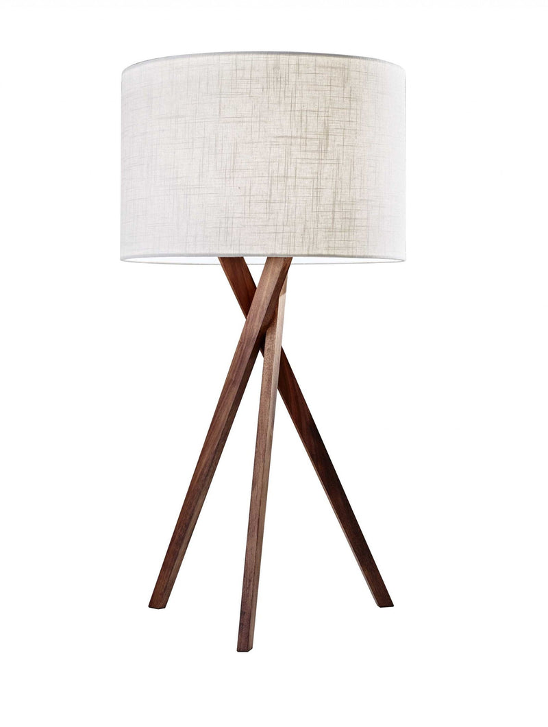 Tripod Leg Table Lamp - Walnut Wood