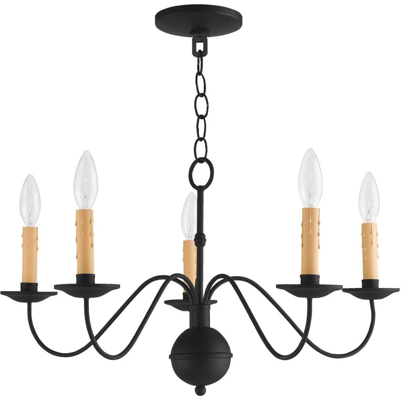 13'' Five Light Dimmable Chandelier With Shades - Black