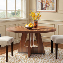 Load image into Gallery viewer, 47" Solid Wood Pedestal Base Round Top Dining Table - Brown

