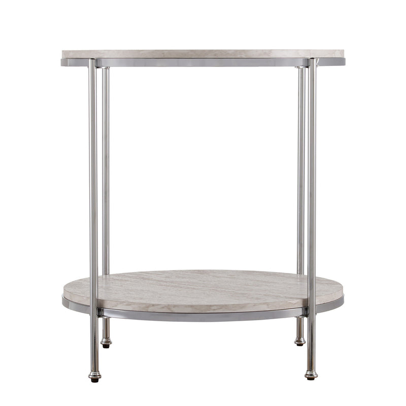 Manufactured Wood Iron Rectangular End Table With Shelf - Chrome