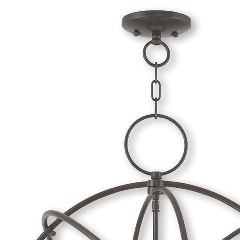 27" Five Light Dimmable Chandelier With Shades - Bronze