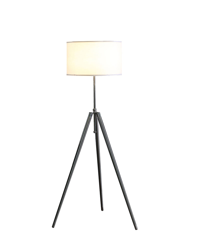 Adjustable Tripod Floor Lamp With White Shade - Chrome