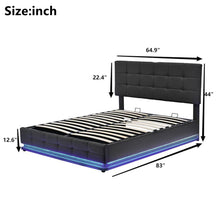 Load image into Gallery viewer, Tufted Upholstered Platform Bed with Hydraulic Storage System,Queen Size PU Storage Bed with LED Lights and USB charger, Black
