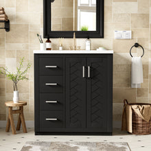Load image into Gallery viewer, Ceramic Sink Combo, Freestanding Vanity Set With 3 Drawers &amp; Soft Closing Doors
