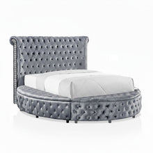 Load image into Gallery viewer, Glam Button Tufted Wingback Round Bed With Storage And USB Ports
