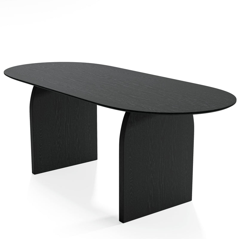 79" Solid Wood Mirrored Double Pedestal Base Oval Dining Table - Black