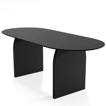 Load image into Gallery viewer, 79" Solid Wood Mirrored Double Pedestal Base Oval Dining Table - Black
