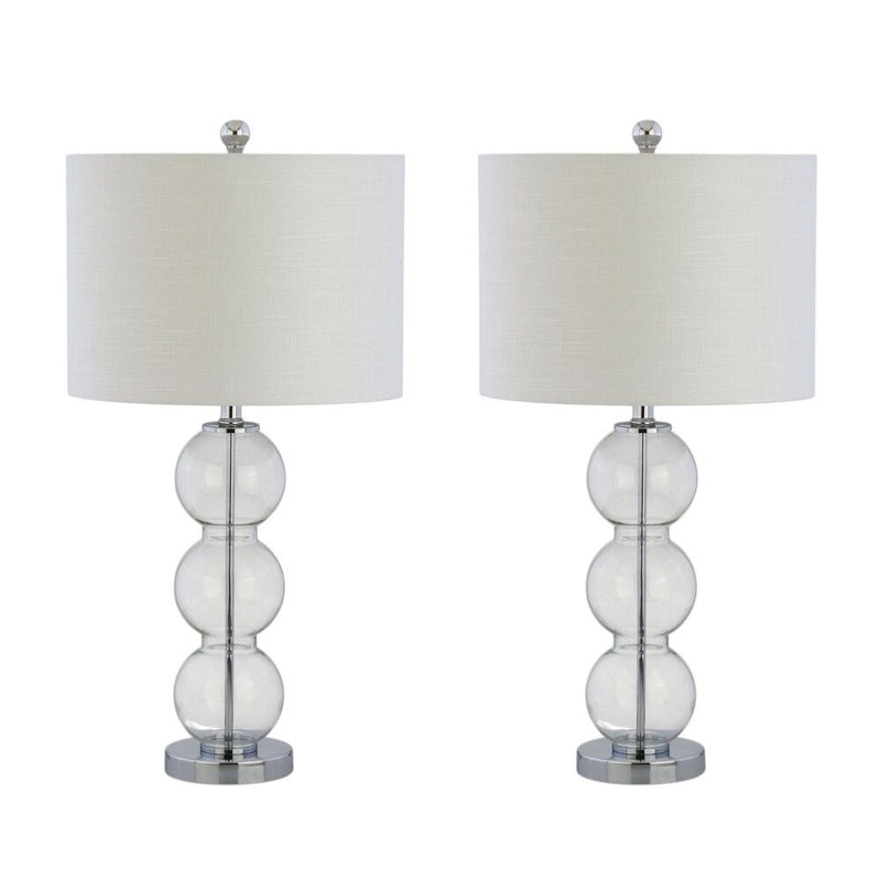 27" Novelty Table Lamps With Drum Shades (Set of 2) - Clear / Silver
