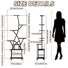 Load image into Gallery viewer, Plant Stand Indoor With Grow Light, 8 Tiered Tall Indoor Plant Shelves For Multiple Plants - Walnut / Black
