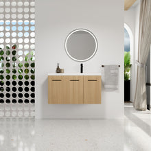 Load image into Gallery viewer, Wall Mounted Floating Bathroom Vanity With Sink, 3 Door Modular Cabinet
