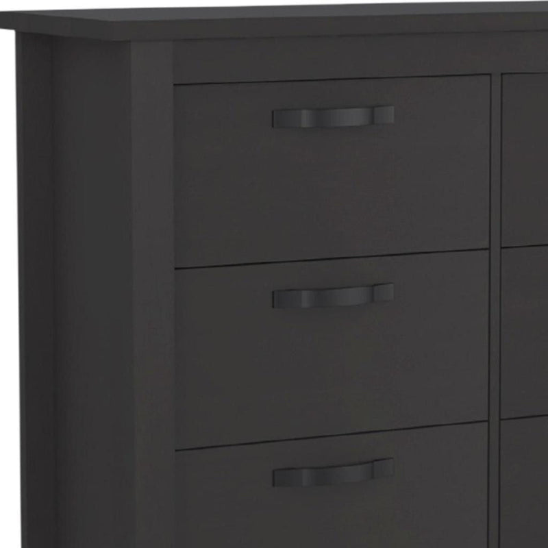 Wood Six Drawer Double Dresser For Bedroom - Black