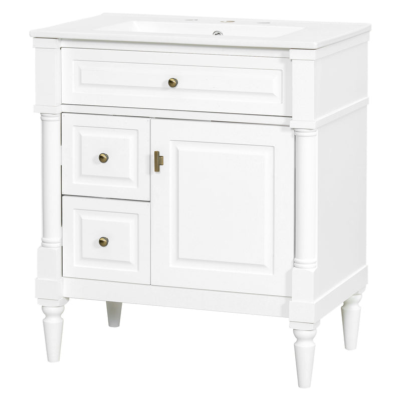 Modern Bathroom Vanity With Sink, Freestanding Cabinet With Flip Drawer & Adjustable Shelf