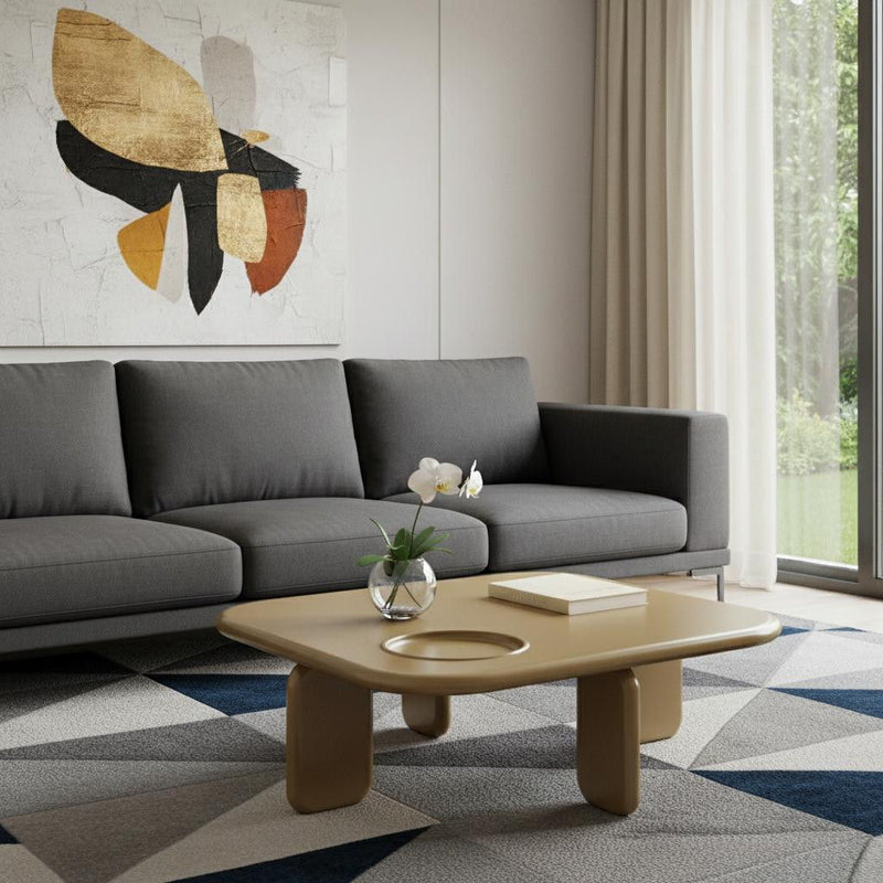 Golden Wood Square Coffee Table - Gold / Brown