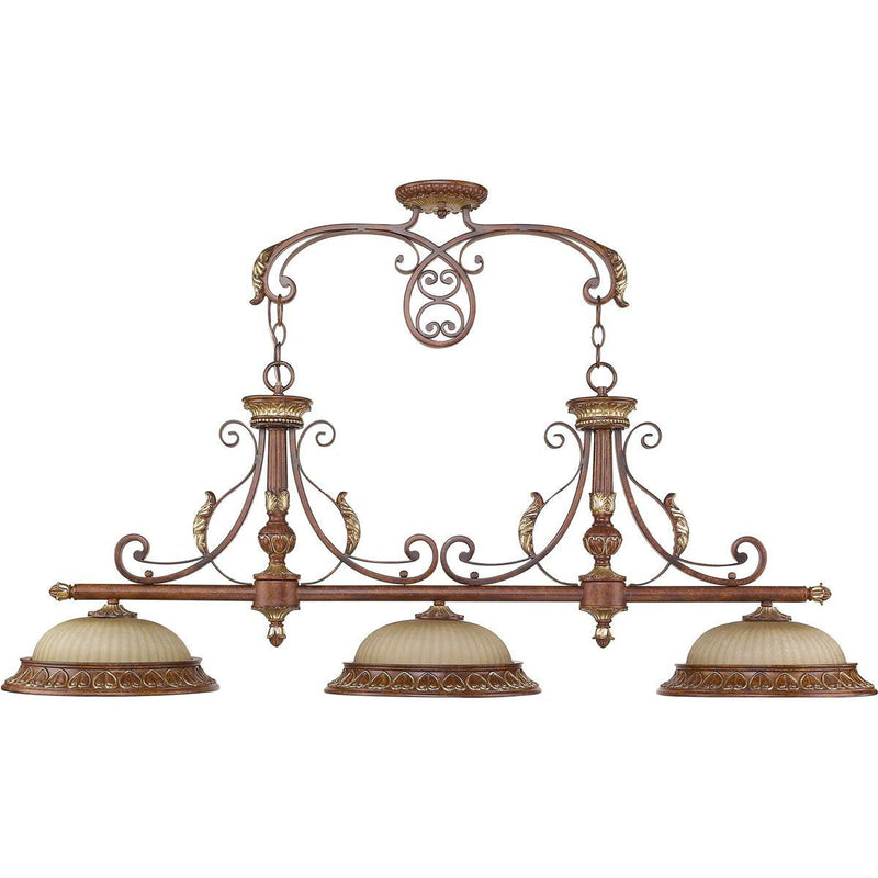 21" Three Light Metal Dimmable Chandelier With Shades - Bronze