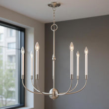 Load image into Gallery viewer, 30" Seven Light Dimmable Chandelier With Shades - Nickel
