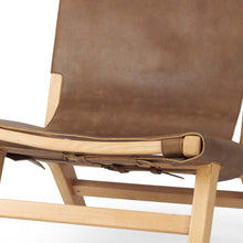 Load image into Gallery viewer, Genuine Leather And Solid Wood Slipper Chair - Brown
